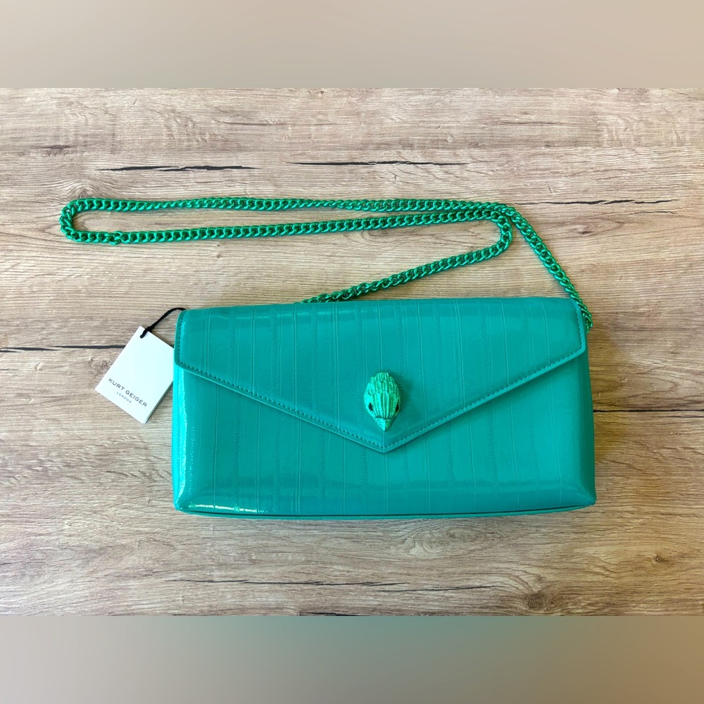 KURT GEIGER Shoreditch Leather Envelope Clutch 🩵